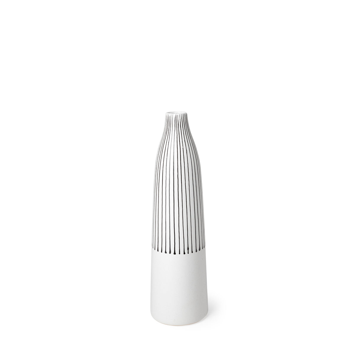 Kira I Small White Pinstripe Ceramic Vase from Mercana - Luna Furniture