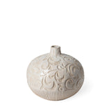 Jadiza II Medium White Glaze Floral Pattern Vase from Mercana - Luna Furniture