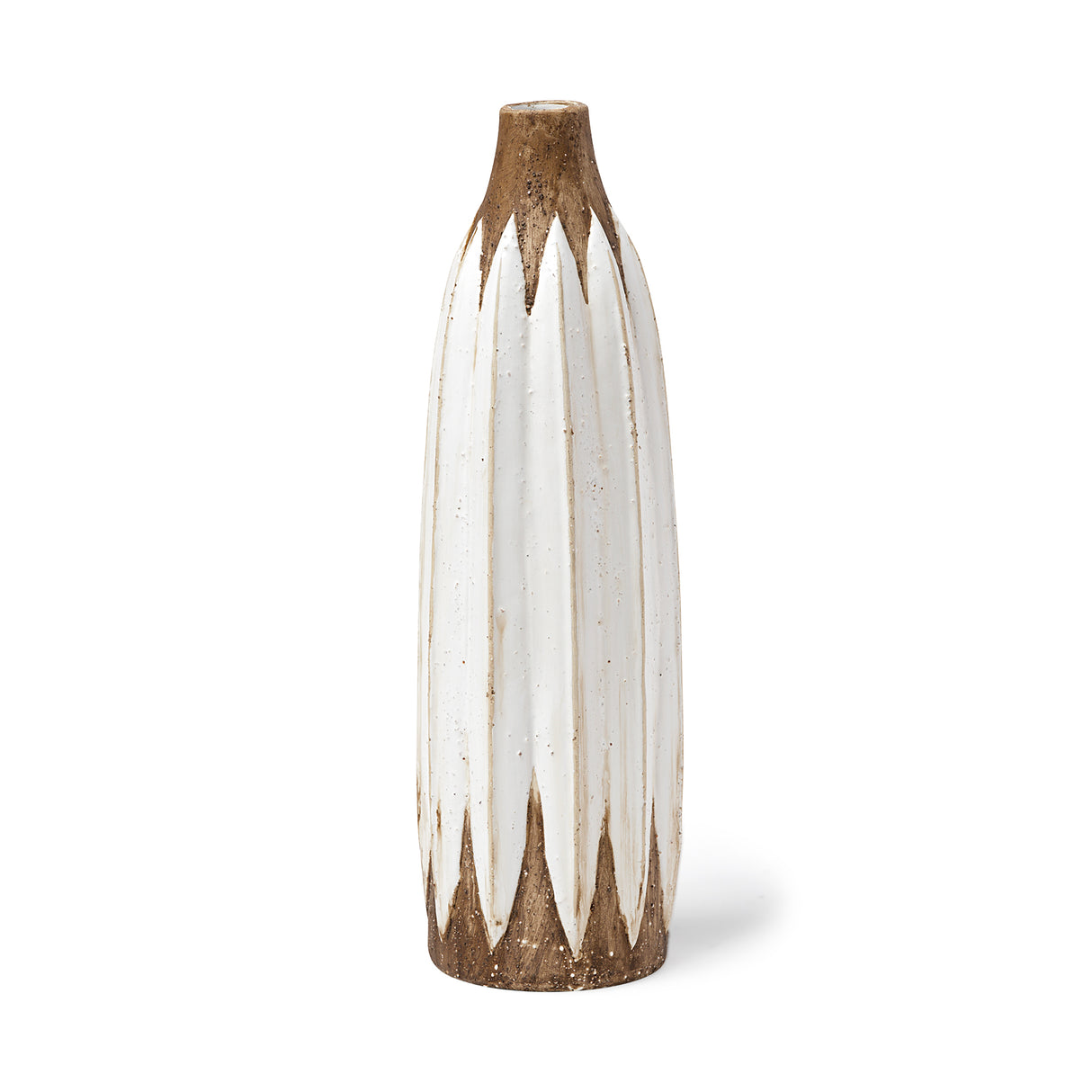 Sisko II Tall Rustic Brown White Ceramic Vase from Mercana - Luna Furniture