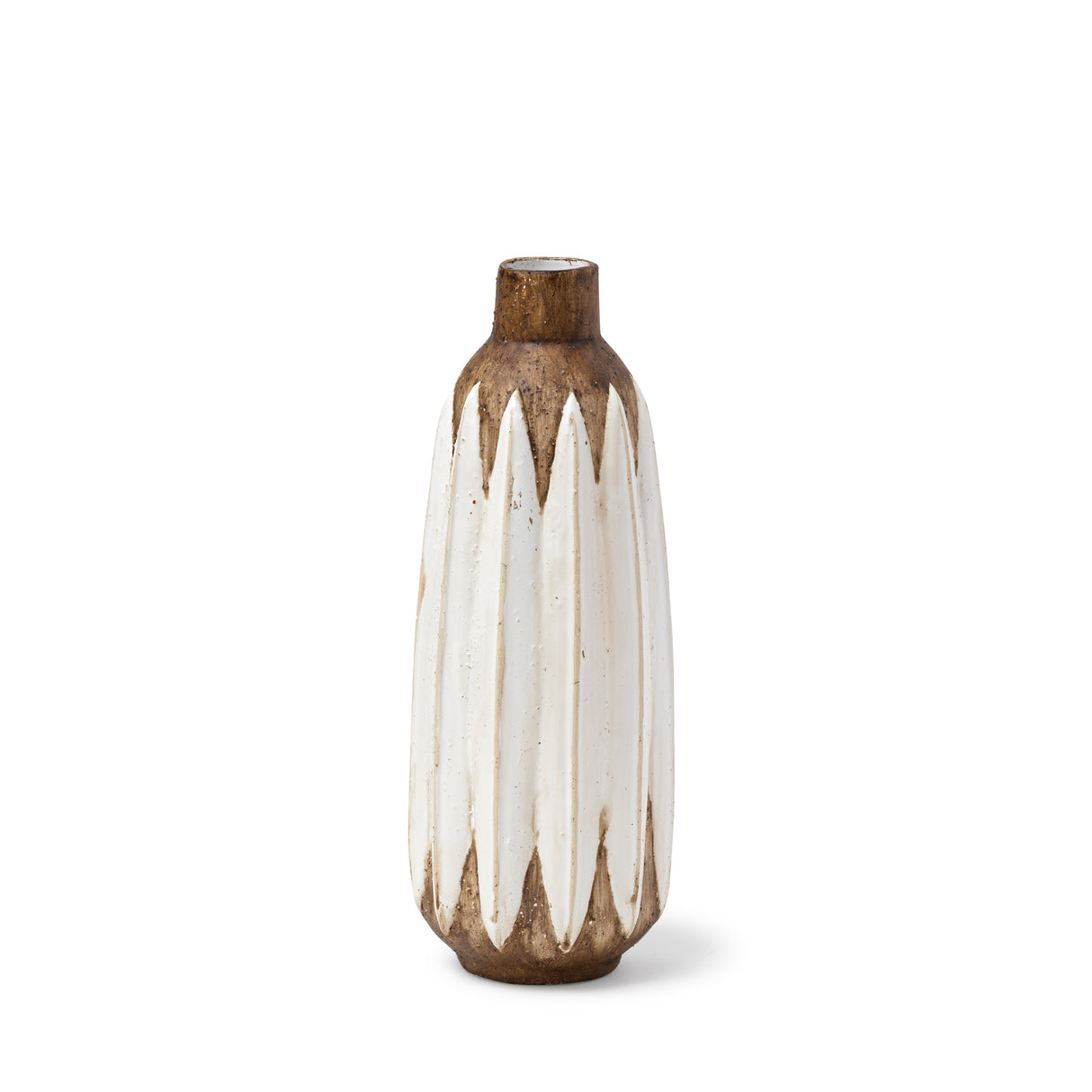 Sisko I Short Rustic Brown White Ceramic Vase from Mercana - Luna Furniture