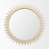 Cog Mirror 35" Round Natural Wood Frame Mirror from Mercana - Luna Furniture