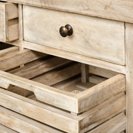 Columbia 62L x 28W x 36H I Light Brown Body w/ Black Iron Knobs Rolling Kitchen Island from Mercana - Luna Furniture