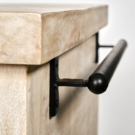 Columbia 62L x 28W x 36H I Light Brown Body w/ Black Iron Knobs Rolling Kitchen Island from Mercana - Luna Furniture