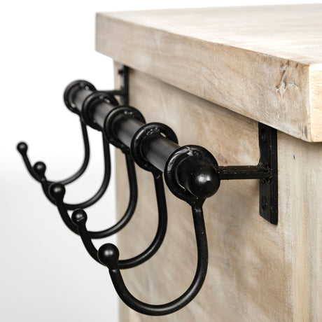 Columbia 62L x 28W x 36H I Light Brown Body w/ Black Iron Knobs Rolling Kitchen Island from Mercana - Luna Furniture