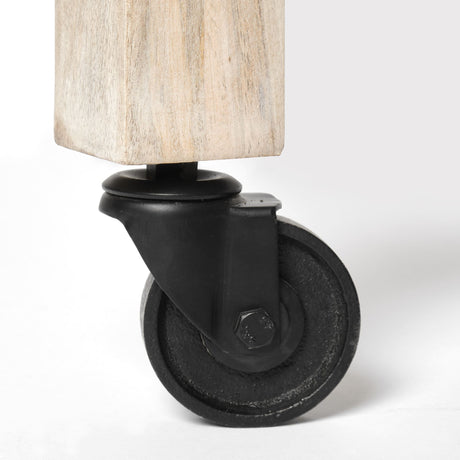 Columbia 62L x 28W x 36H I Light Brown Body w/ Black Iron Knobs Rolling Kitchen Island from Mercana - Luna Furniture