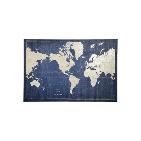 Blueprint World Map by Sue Schlabach a Hand Embellished Textured Canvas from Mercana - Luna Furniture