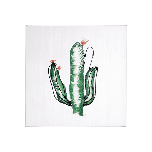 Cactus IV by WRG a Hand Embellished Textured Canvas