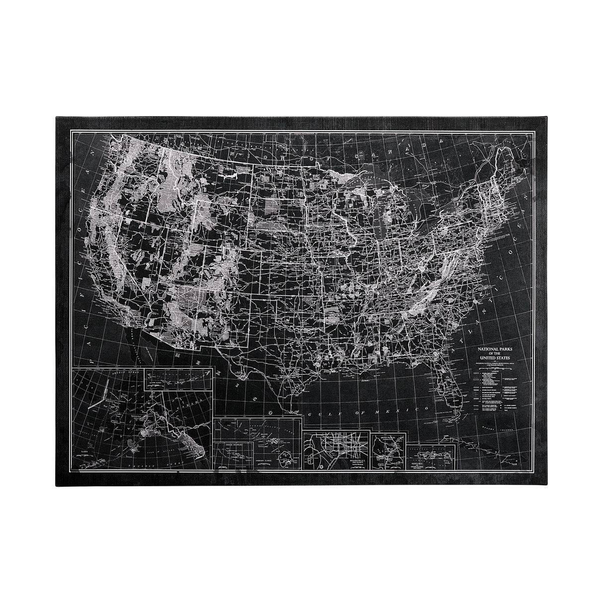 Explorer USA Map Noir by Vintage Collection a Hand Embellished Textured Canvas from Mercana - Luna Furniture