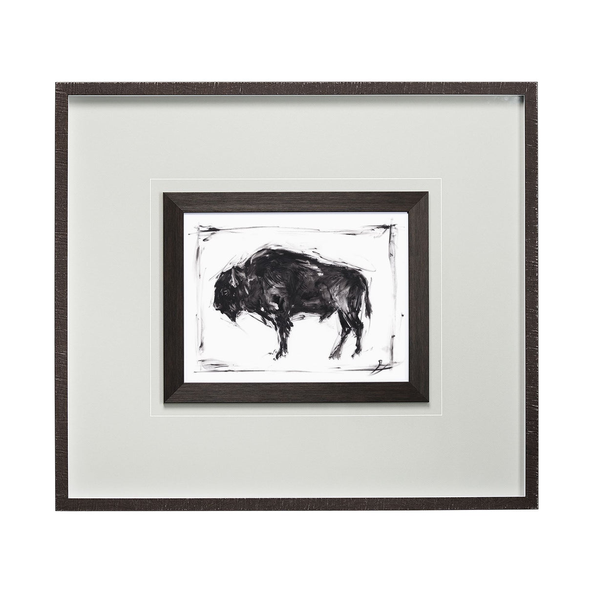 Dynamic Bison II by Ethan Harper a Hand Embellished Textured Framed Art Print Matted under Glass from Mercana - Luna Furniture