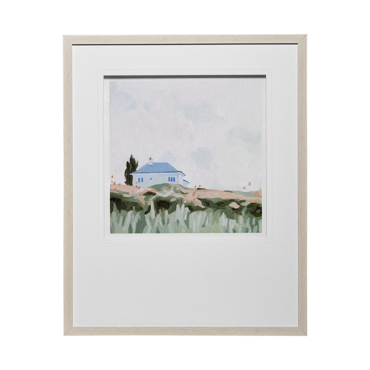 House on a Hill II by Emma Scarvey a Hand Embellished Textured Framed Art Print Matted under Glass from Mercana - Luna Furniture