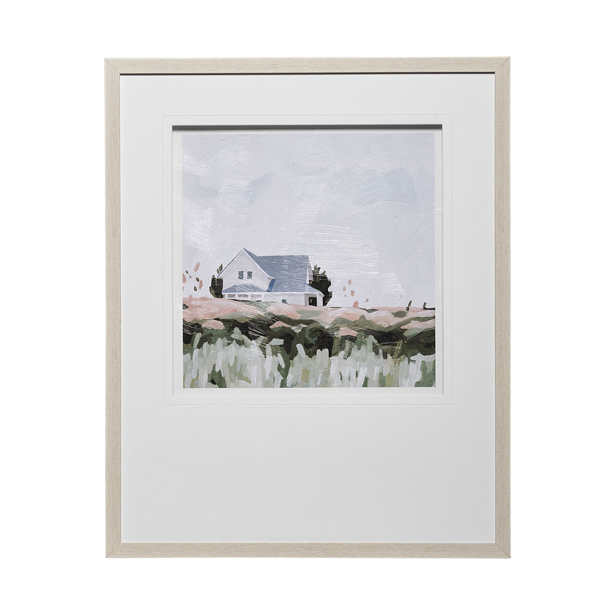House on a Hill I by Emma Scarvey a Hand Embellished Textured Framed Art Print Matted under Glass from Mercana - Luna Furniture