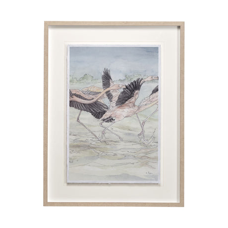 Flamingo II by Mercana Studio a Hand Embellished Textured Framed Art Print Matted under Glass from Mercana - Luna Furniture