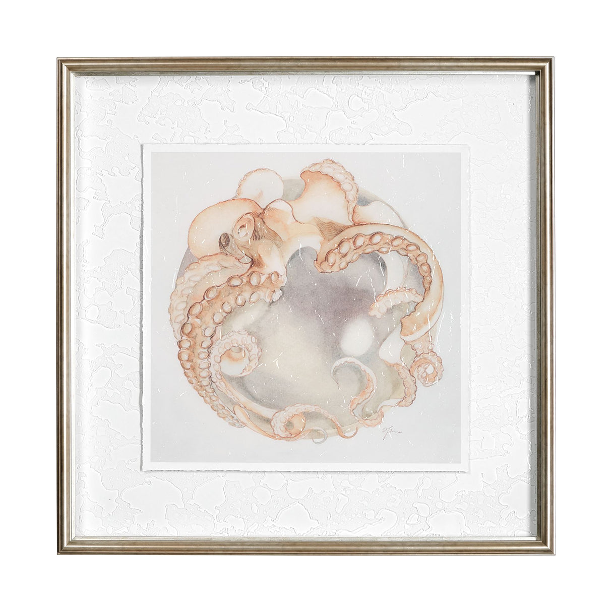 Who Stole My Precious I Peach by Fiona H a Hand Embellished Textured Framed Print Matted under Glass from Mercana - Luna Furniture