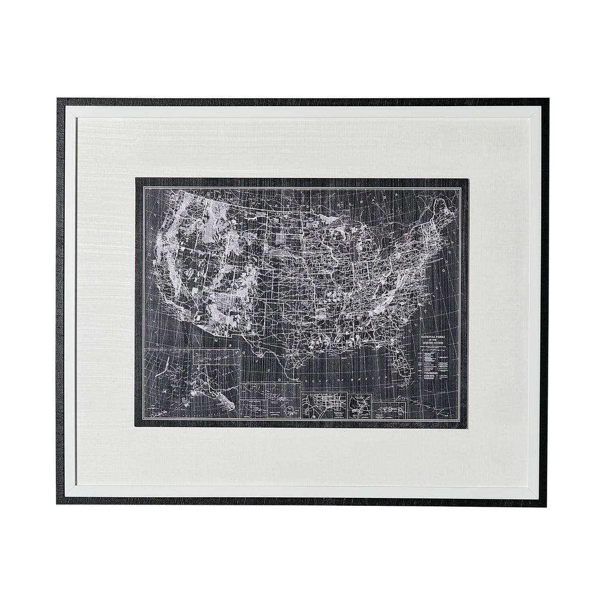 Explorer-USA Map-Noir by Vintage Collection a Hand Embellished Textured Framed Art Print from Mercana - Luna Furniture