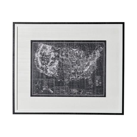 Explorer-USA Map-Noir by Vintage Collection a Hand Embellished Textured Framed Art Print from Mercana - Luna Furniture