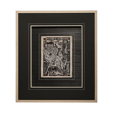 Linocut IV by Mercana Studio a Hand Embellished Textured Framed Art Print Matted under Glass from Mercana - Luna Furniture