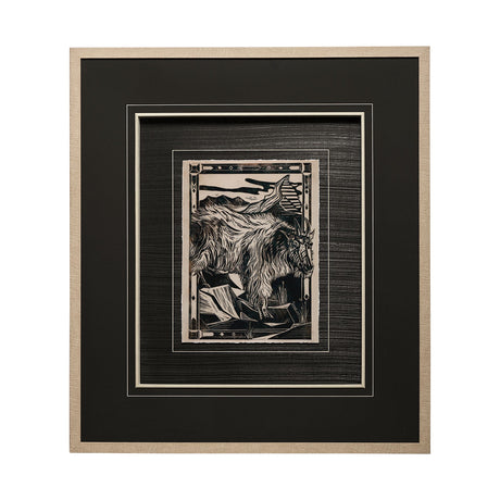 Linocut II by Mercana Studio a Hand Embellished Textured Framed Art Print Matted under Glass from Mercana - Luna Furniture