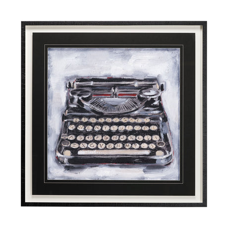 Vintage Typewriter I by Ethan Harper a Hand Embellished Textured Framed Art Print Matted under Glass from Mercana - Luna Furniture