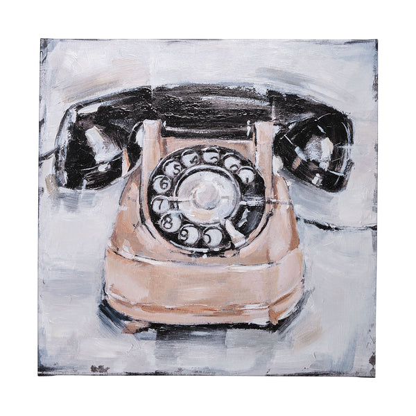 Retro Phone IV by Ethan Harper a Hand Embellished Textured Canvas