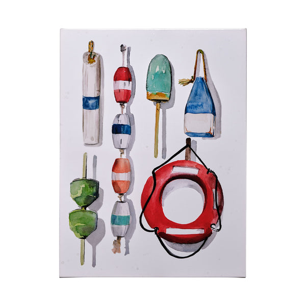Watercolor Buoys II by Mercana Studio a Hand Embellished Textured Canvas