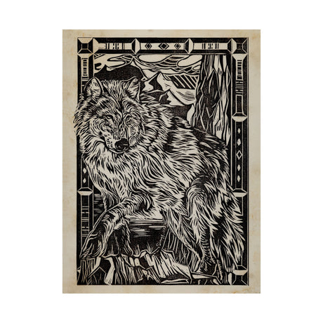 Linocut IV (Wolf) by Mercana Studio a Hand Embellished Textured Canvas from Mercana - Luna Furniture