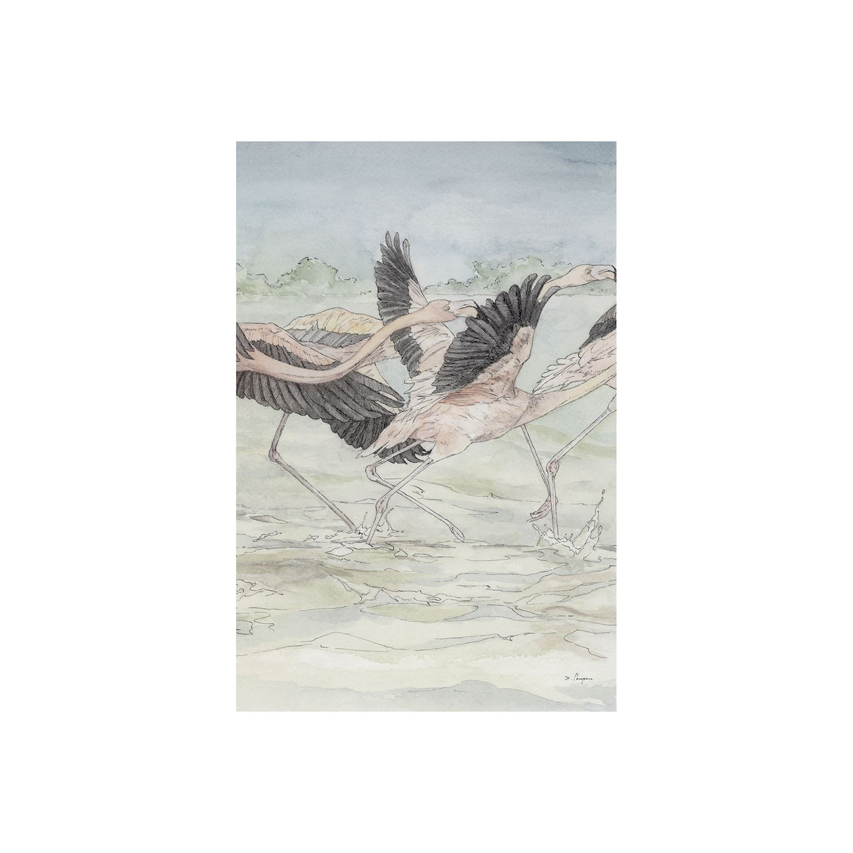 Flamingo II by Mercana Studio a Hand Embellished Textured Canvas from Mercana - Luna Furniture