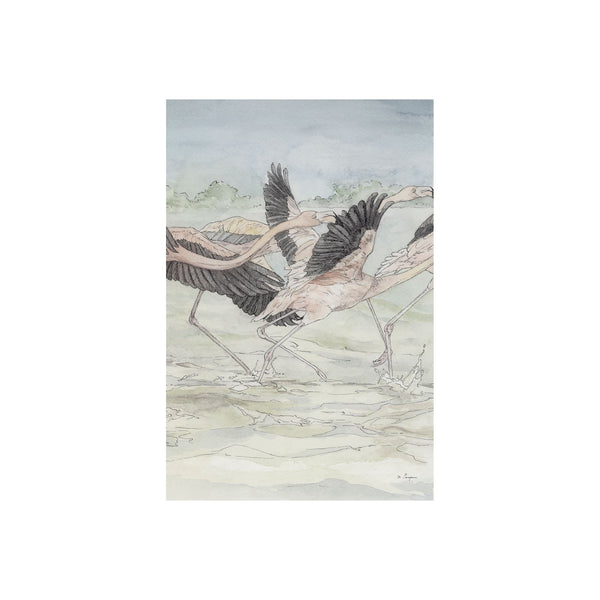 Flamingo II by Mercana Studio a Hand Embellished Textured Canvas