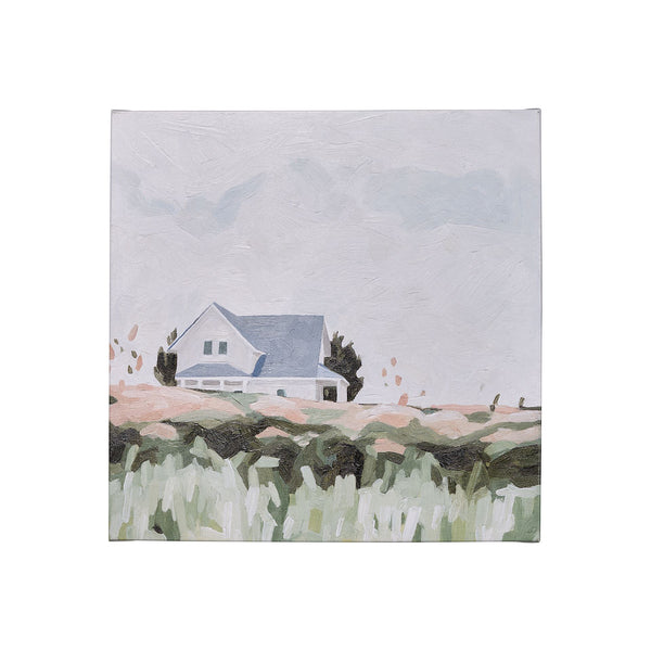 House on a Hill I by Emma Scarvey a Hand Embellished Textured Canvas