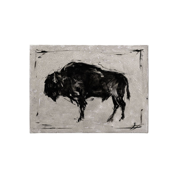Dynamic Bison II by Ethan Harper a Hand Embellished Textured Canvas
