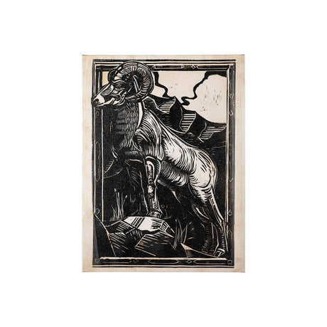 Linocut II (Goat) by Mercana Studio a Hand Embellished Textured Canvas from Mercana - Luna Furniture