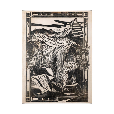Linocut I (Ram) by Mercana Studio a Hand Embellished Textured Canvas from Mercana - Luna Furniture