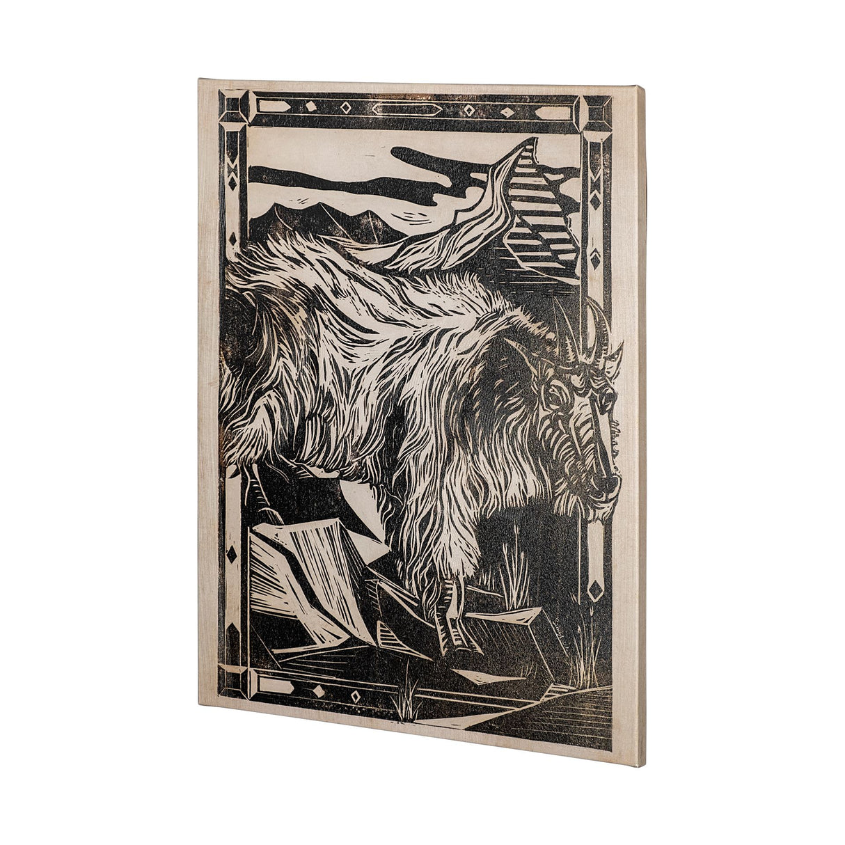 Linocut I (Ram) by Mercana Studio a Hand Embellished Textured Canvas from Mercana - Luna Furniture