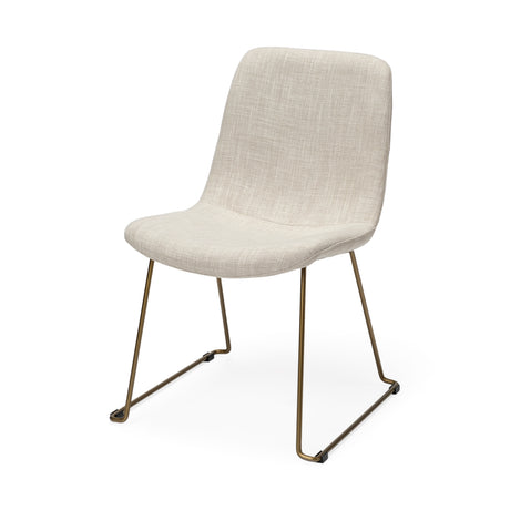 Sawyer I Beige Fabric Seat Gold Metal Frame Dining Chair, Set of 2 from Mercana - Luna Furniture