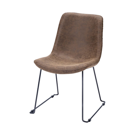 Sawyer I Brown Faux-Leather Seat BlackIron Frame Dining Chair, Set of 2 from Mercana - Luna Furniture