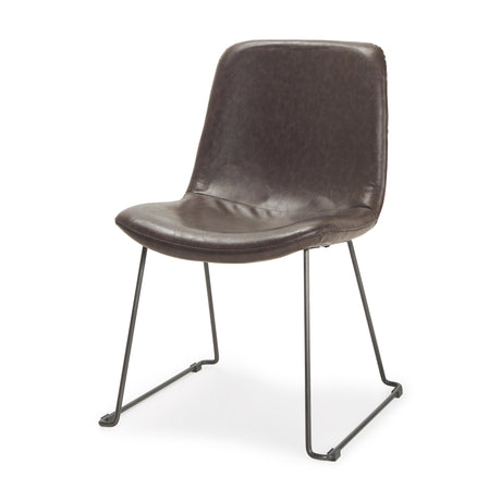 Sawyer I Dark Brown Faux-Leather Seat Black Iron Frame Dining Chair, Set of 2 from Mercana - Luna Furniture