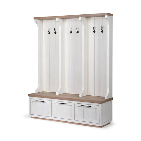 Fairview IV 61L x 17W White And Brown Wood With Storage Hall Tree from Mercana - Luna Furniture