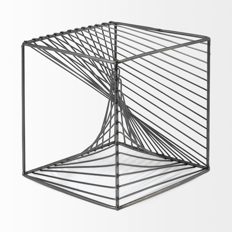 Rochon 8L x 8W Gray Metal Decorative Cube from Mercana - Luna Furniture