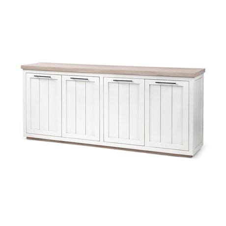 Fairview III Solid Wood Brown Top & White Frame 4 Cabinet Door Sideboard from Mercana - Luna Furniture