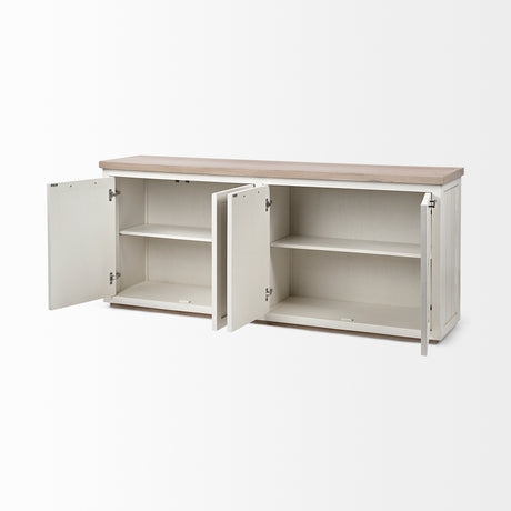 Fairview III Solid Wood Brown Top & White Frame 4 Cabinet Door Sideboard from Mercana - Luna Furniture