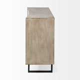 Bellefontaine II 68x15.5 Brown Fir Veneer Frame 4 Fabric Covered Cabinet Door Sideboard from Mercana - Luna Furniture