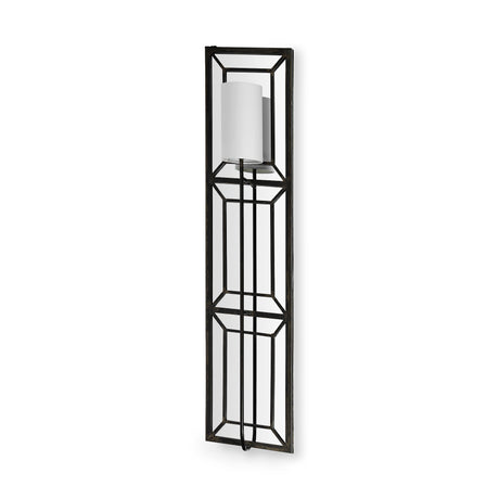 Noah 12.2x55 Black Metal w/White Fabric Shade Rectangular Wall Sconce from Mercana - Luna Furniture