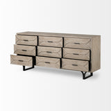 Giselle II Brown Fir Veneer W/Black Metal Leg 9 Drawer Sideboard from Mercana - Luna Furniture
