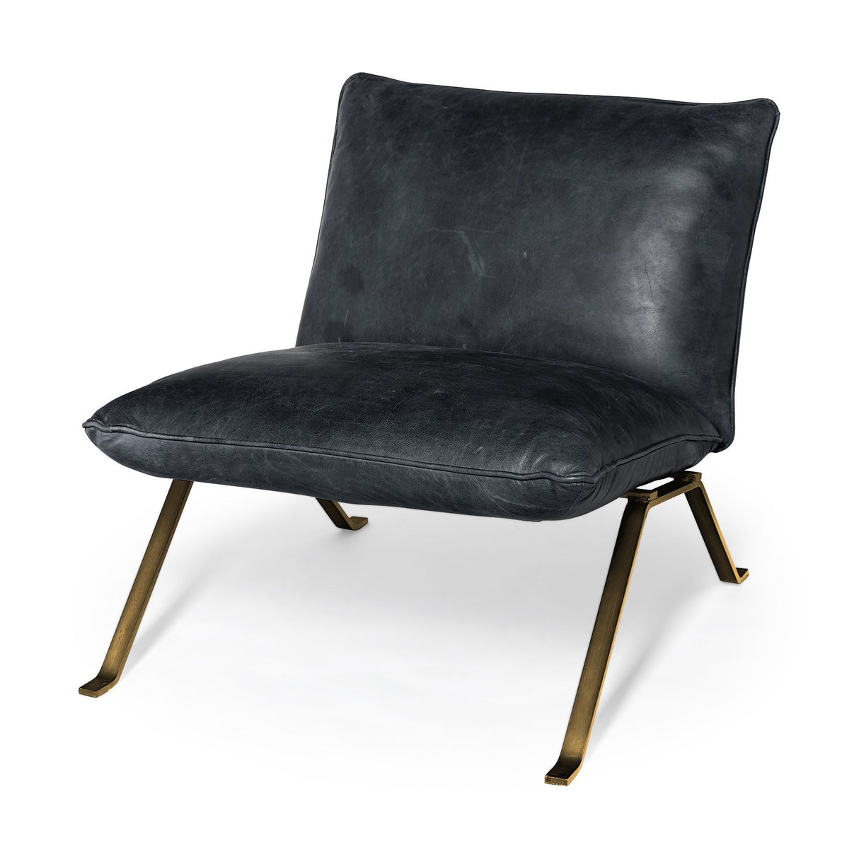 Flavelle II Black Leather Cushion Seat and Solid Iron Base Accent Chair from Mercana - Luna Furniture