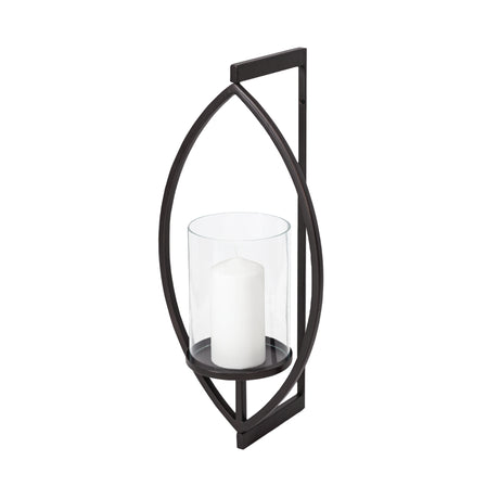 Drax 22"H Black Metal Wall Candle Holder from Mercana - Luna Furniture