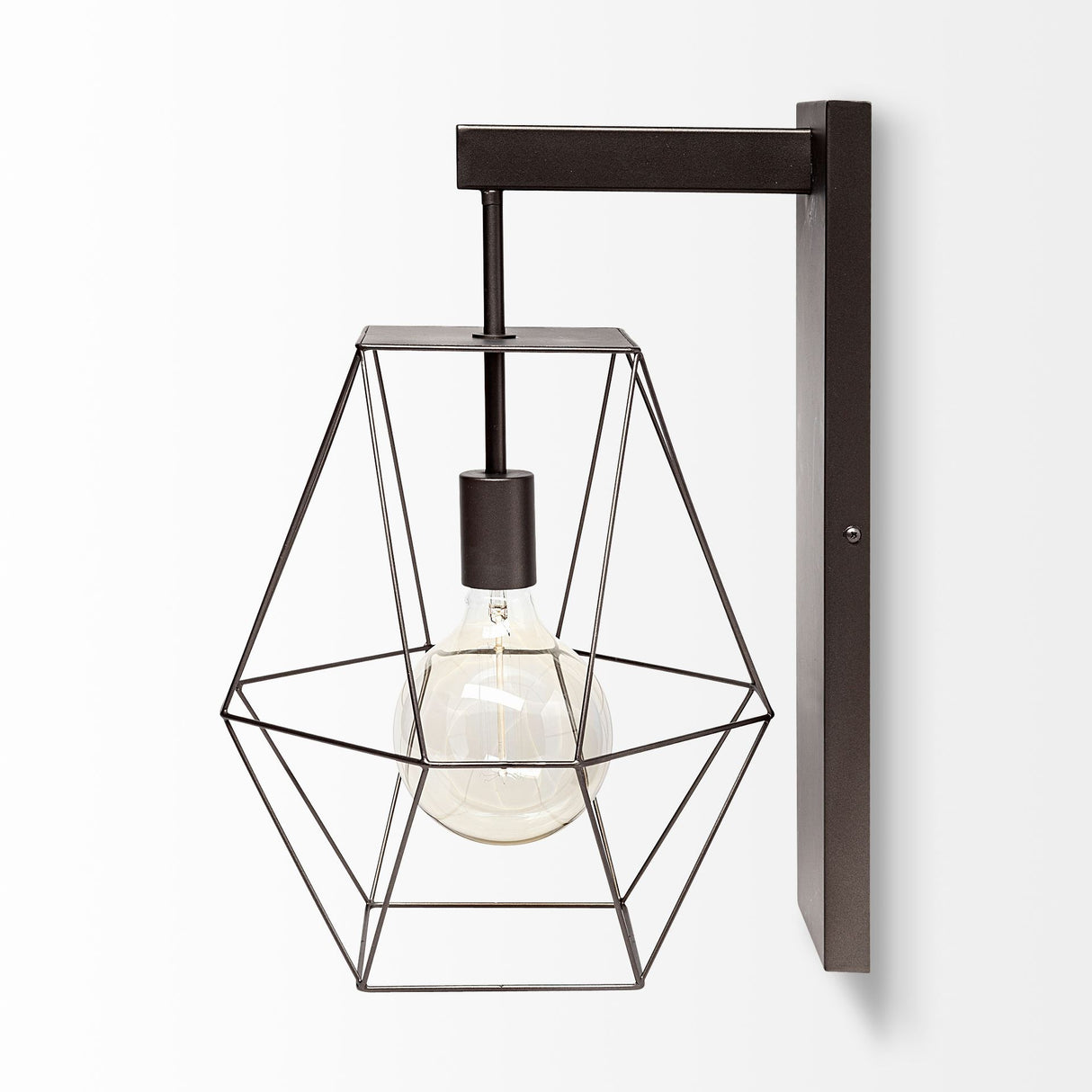 Cordova 12x19 Gray Metal Hanging Bulb Caged Wall Sconce from Mercana - Luna Furniture