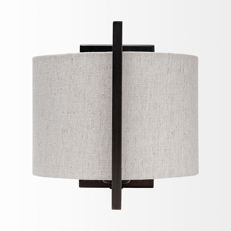 Smithe I 9x13 Black Toned Metal Cream Lampshade Wall Sconce from Mercana - Luna Furniture