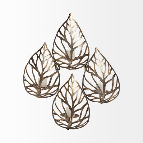 Lana II Set of 4 Champagne toned Wall Candle Holders from Mercana - Luna Furniture