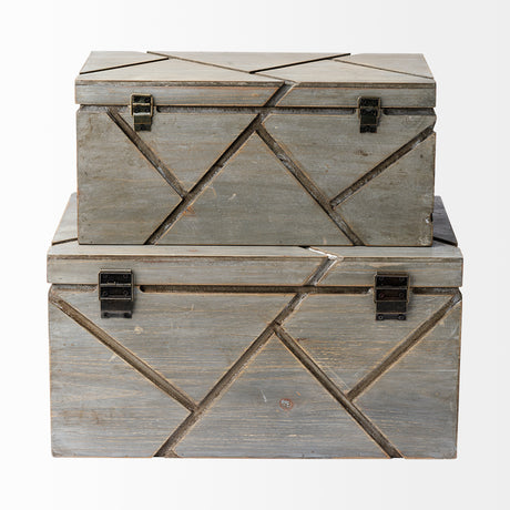 Niobe (Set of 2) 16L x 11W Gray Wooden Nesting Boxes from Mercana - Luna Furniture