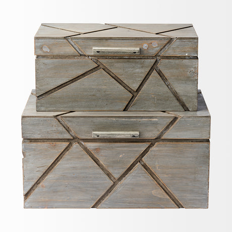 Niobe (Set of 2) 16L x 11W Gray Wooden Nesting Boxes from Mercana - Luna Furniture