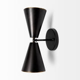 Eris II 7.3x12.6 Black Metal w/Gold Accent Double-Cone Wall Sconce from Mercana - Luna Furniture